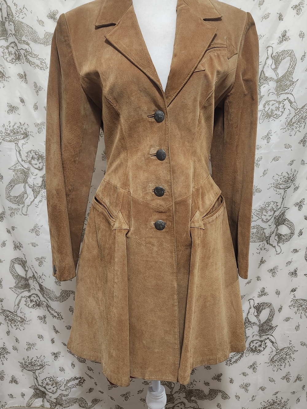 Vintage Scully Boar Suede Longline Coat Dress Jacket Camel Tan SZ 10 Fits Sz S